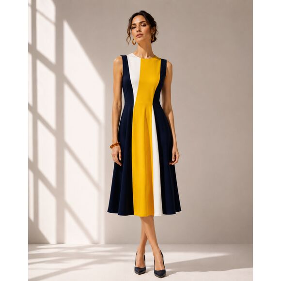 Carolina Herrera Dresses & Skirts - NWT. CH Carolina Herrera Colorblock Sleeveless A Line Midi Dress Sz 0 yellow